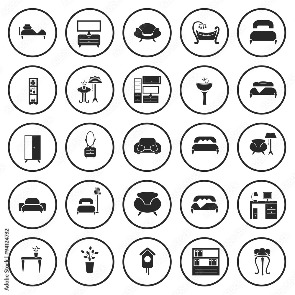 Set of twenty five interiors icon Set of twenty five interiors icon