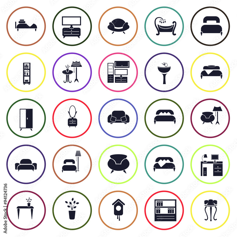 Set of twenty five interiors icon Set of twenty five interiors icon
