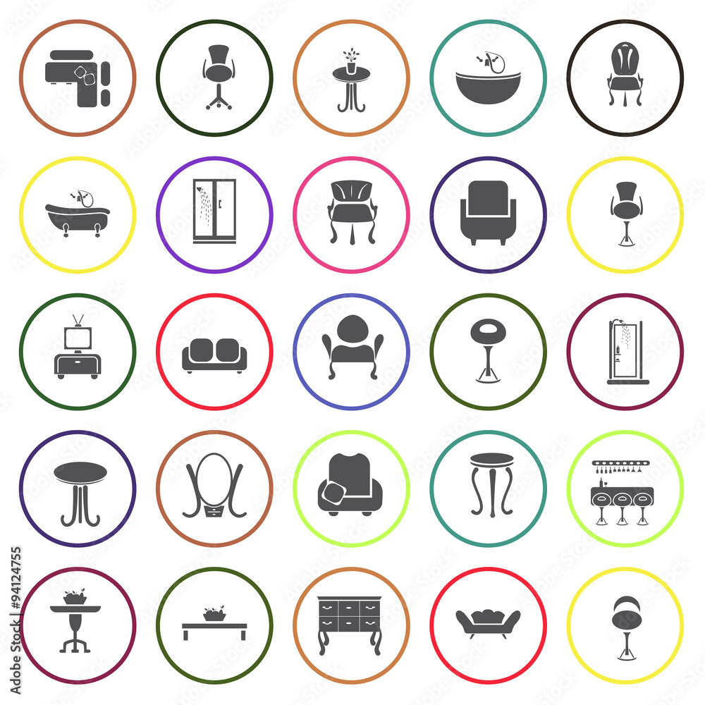 Fototapeta premium Set of twenty five interiors icon