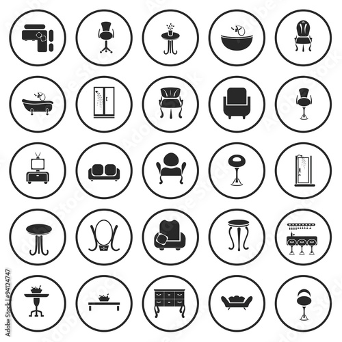 Set of twenty five interiors icon