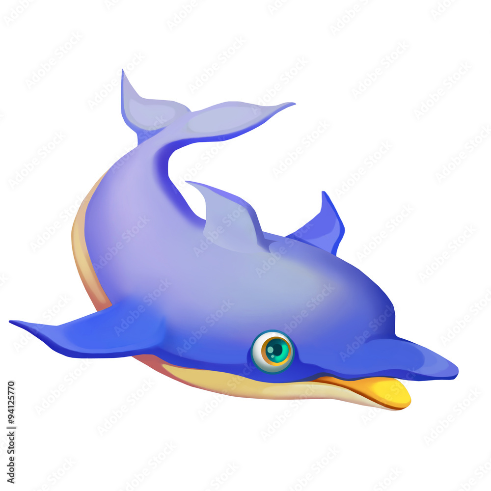 Illustration: Elements Set: Dolphin. Realistic Cartoon Life Style. Illustration: Elements Set: Dolphin. Realistic Cartoon Life Style.
