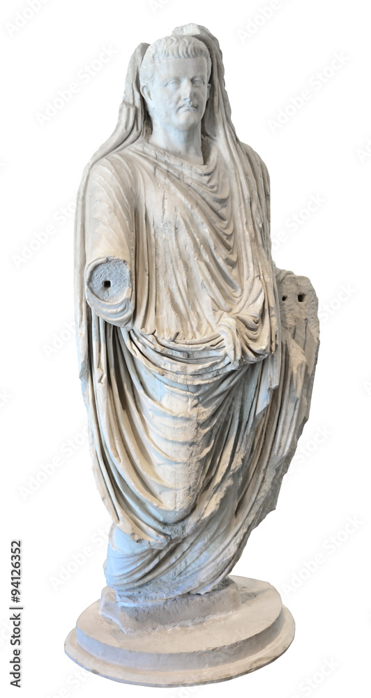 Ancient roman sculpture in marble of the Emperor Tiberius