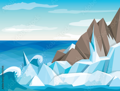 Vector illustration Antarctic landscape