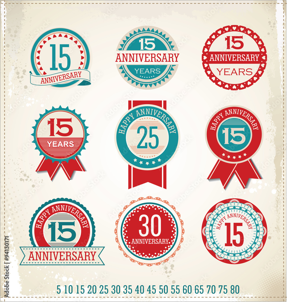 Anniversary retro badges collection