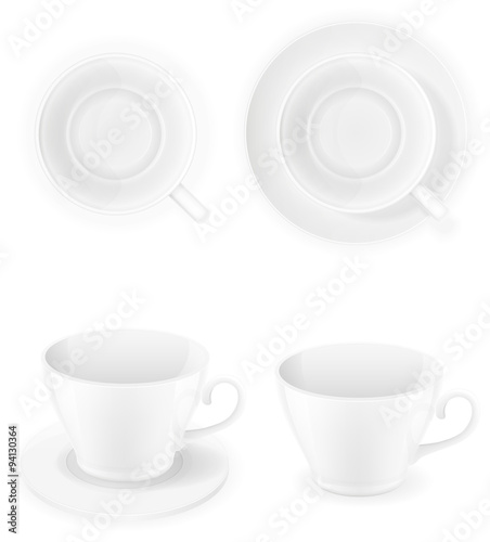 porcelain cup top view and a side vector illustration isolated o