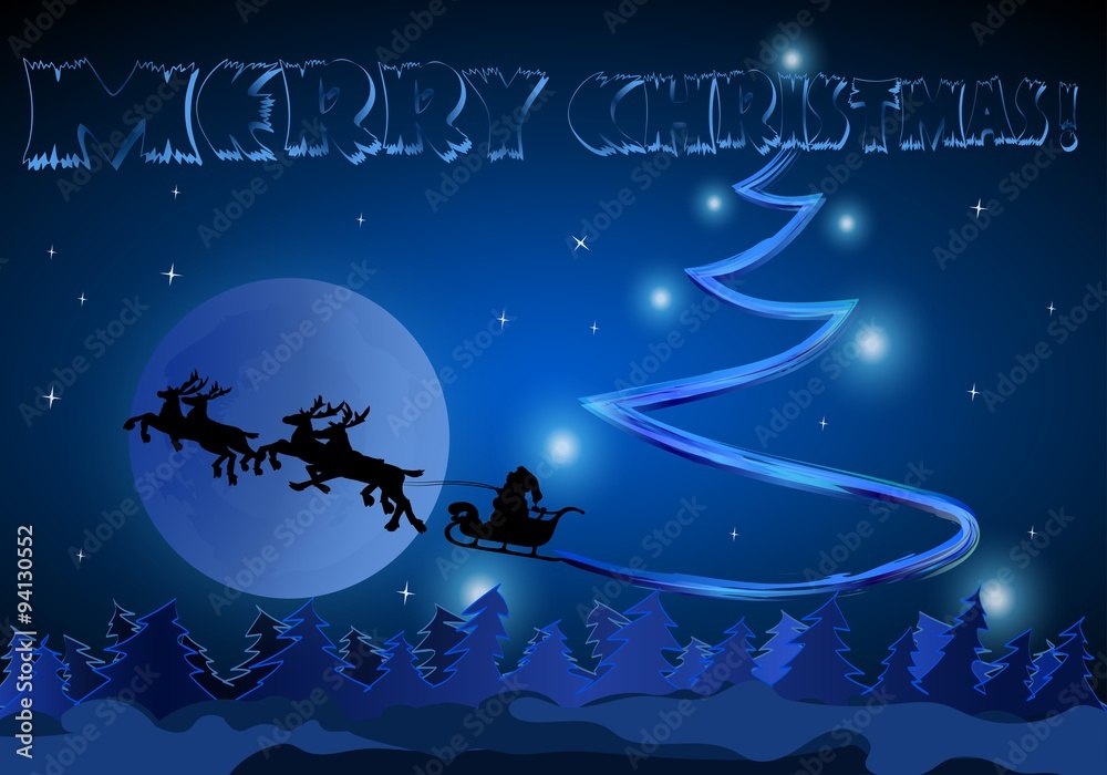 Fototapeta premium Santa rides on the Moon