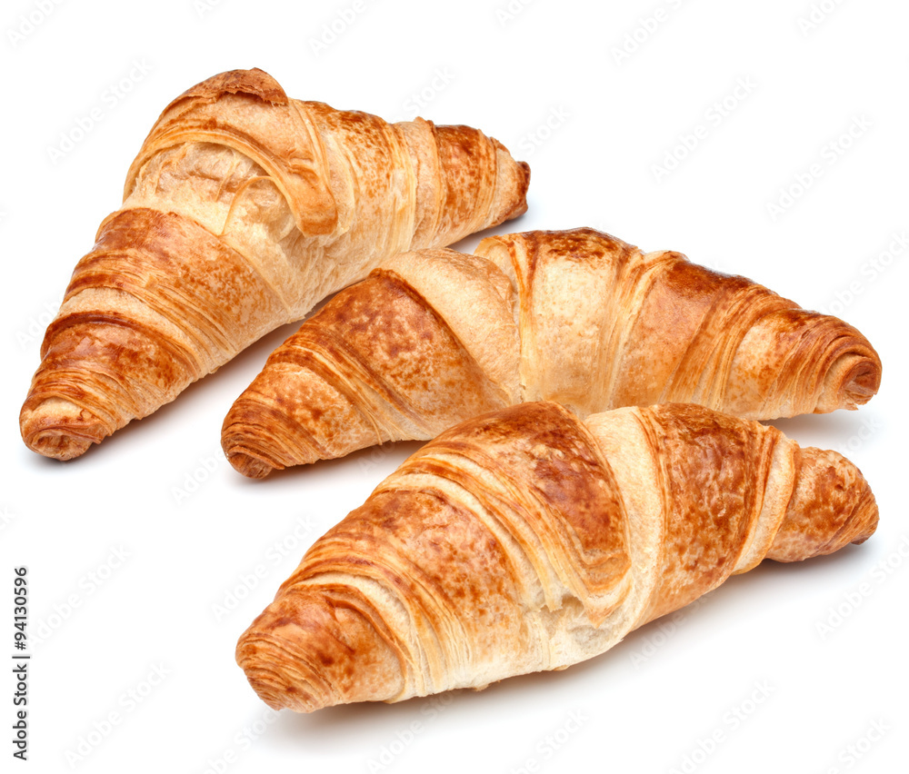 Croissant or crescent roll isolated on white background cutout Croissant or crescent roll isolated on white background cutout