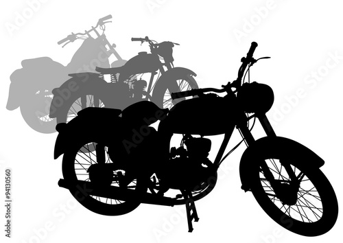 Old retro bike on white background