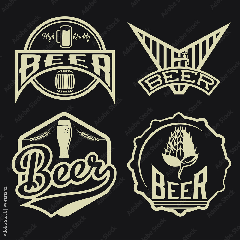 set of beer vintage labels