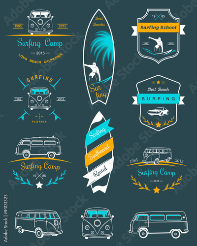 Vector Badges and Logos Surfing