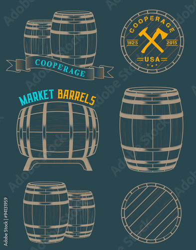 Vector set and logos cooperage workshops