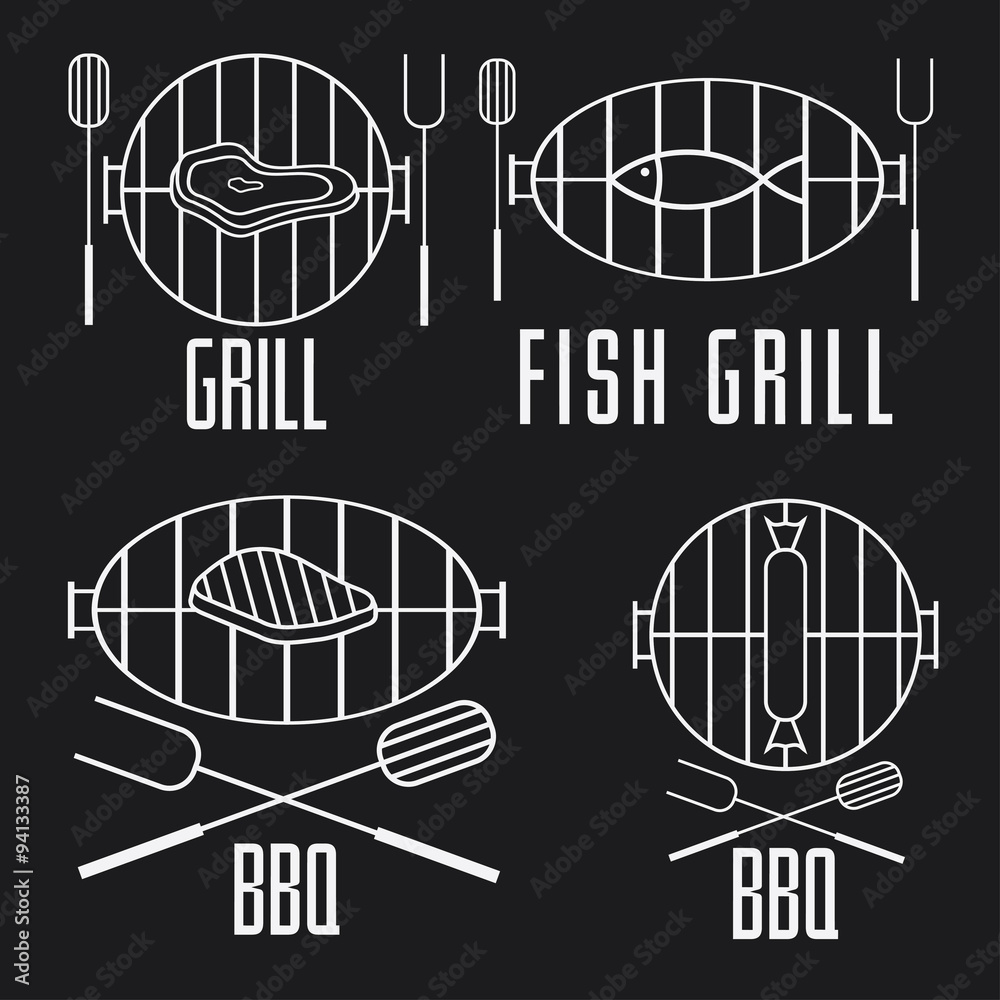 Fototapeta premium bbq set and vector design elements