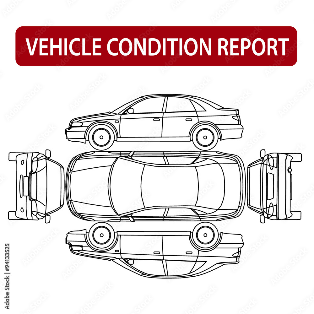 Car Condition Report Vehicle Checklist Auto Damage Inspection Stock