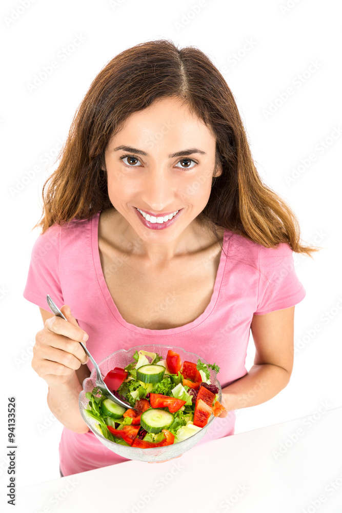Healthy eating woman with a bowl of salad Healthy eating woman with a bowl of salad