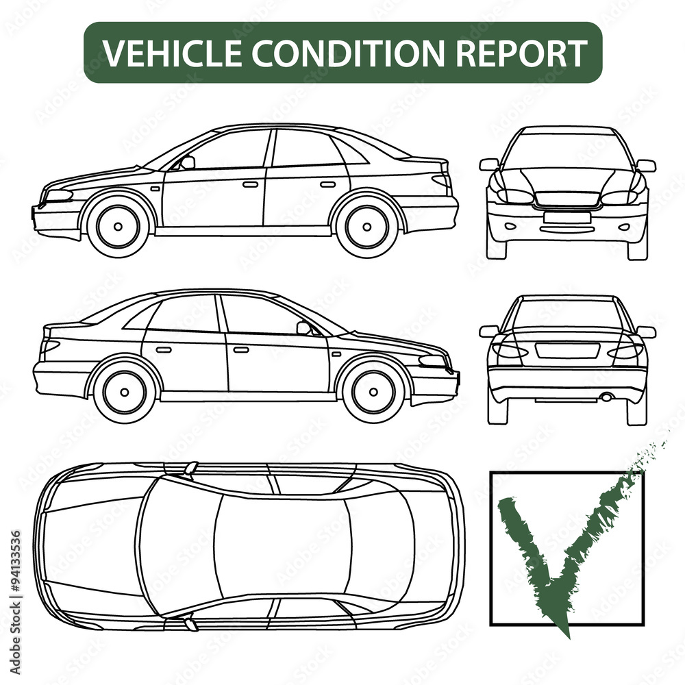 Vehicle condition report (car checklist, auto damage inspection) vector  Stock Vector | Adobe Stock