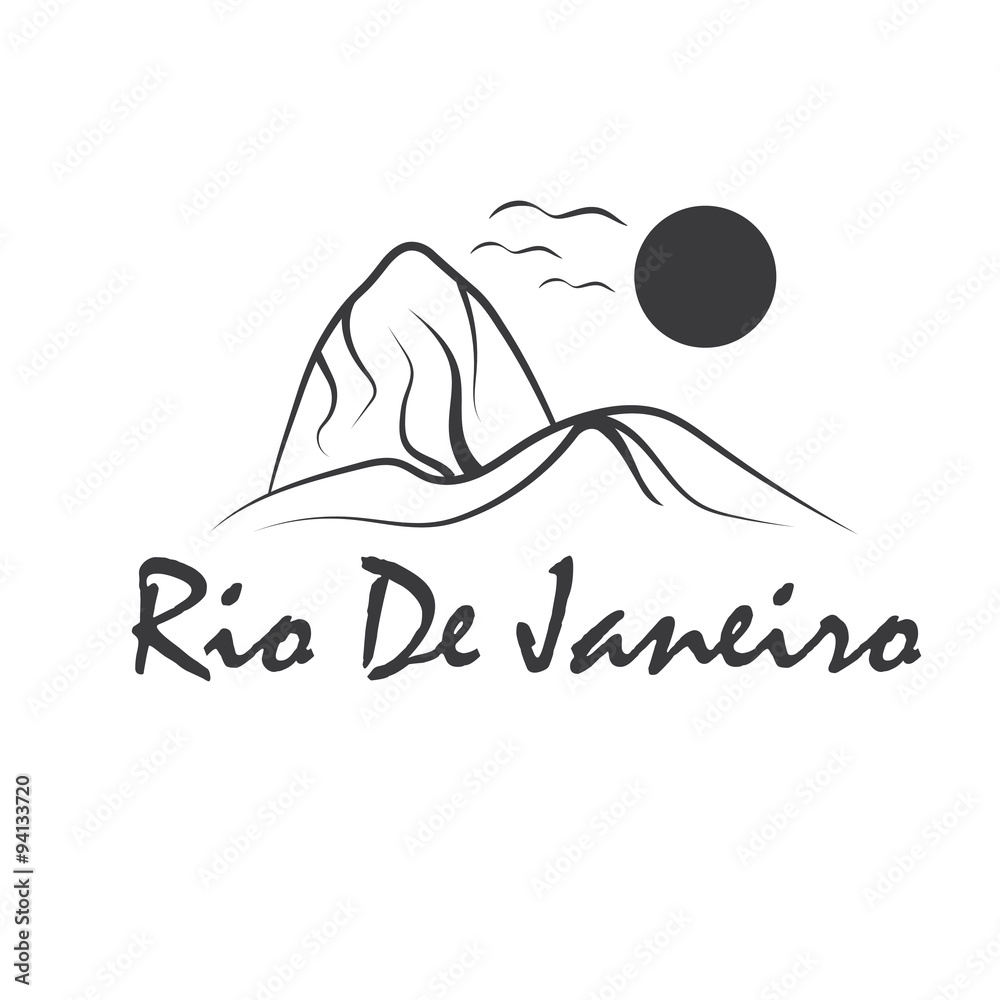 rio de janeiro illustration with sugar head hill