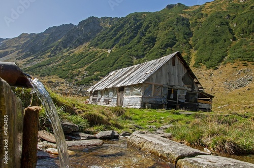 Photography Wooden sheepfold in Carpathians mountains