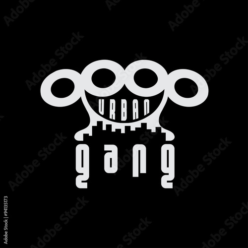 urban gang emblem with brass knuckles