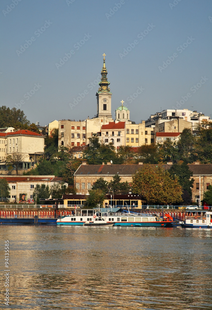 Embankment of Sava river in Belgrade. Serbia