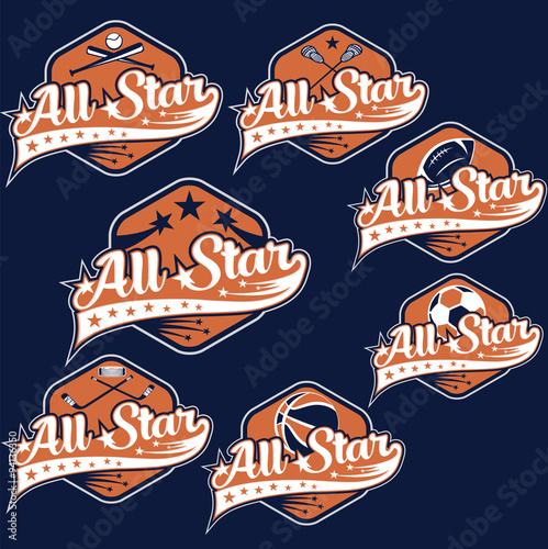 set of vintage sports all star crests