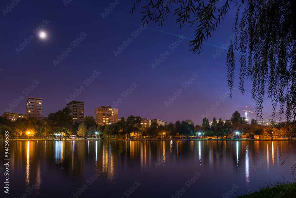 Bucharest park at blue hour