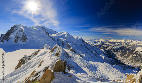 Fototapeta Mont Blanc and Chamonix, view from Aiguille du Midi