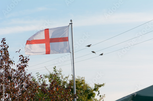 Canvas Print Flag of Saint George in garden of house in England