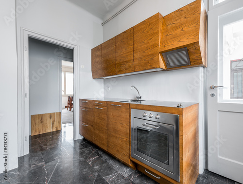 Modern kitchen made of natural wood