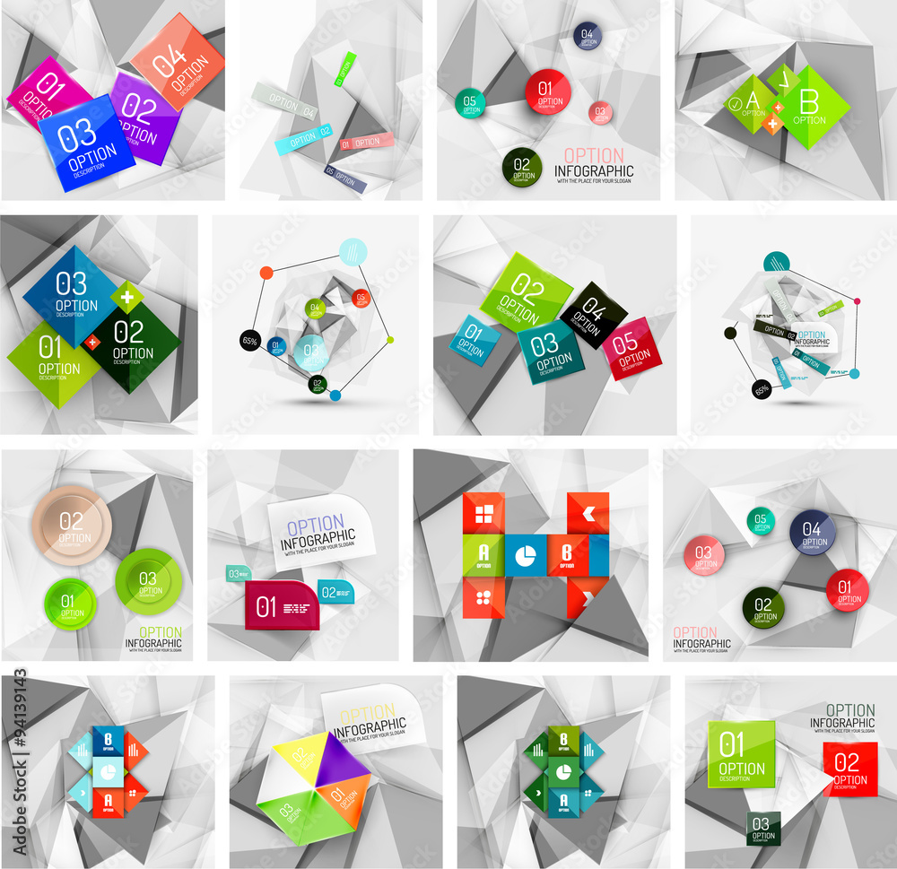 Fototapeta premium Set of abstract geometric infographic banner templates