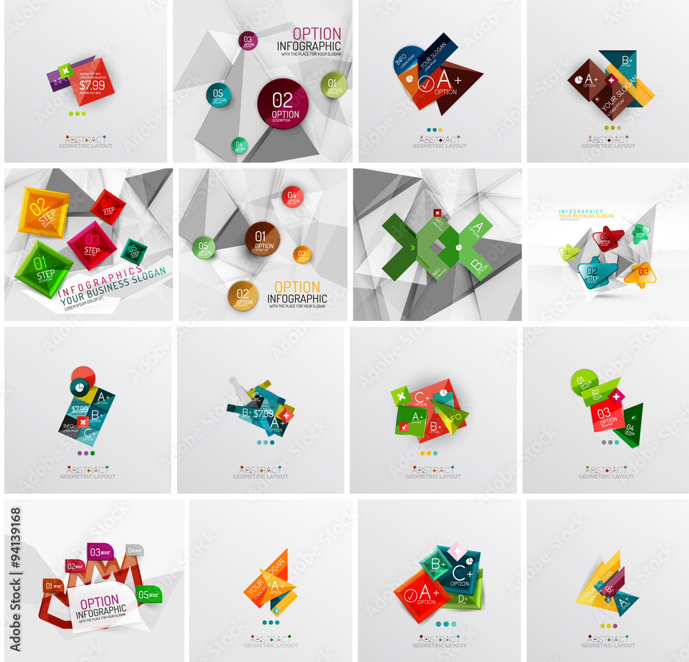 Fototapeta premium Set of abstract geometric infographic banner templates