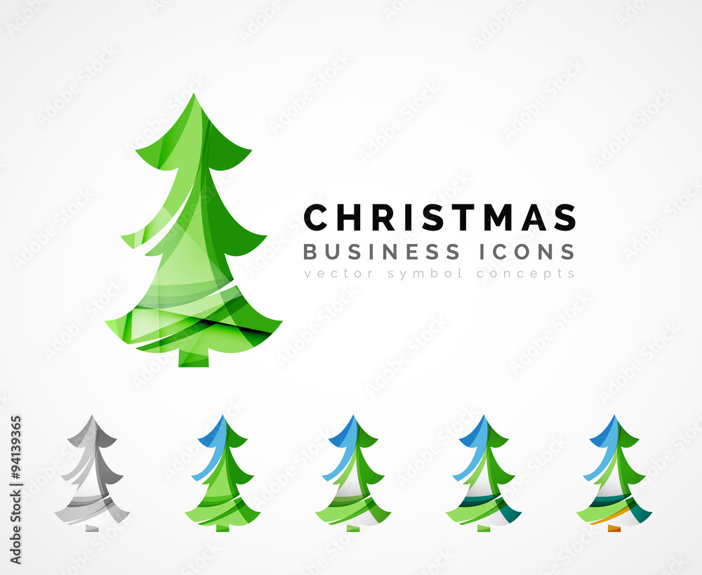 Set of abstract Christmas Tree Icons, business logo concepts Set of abstract Christmas Tree Icons, business logo concepts