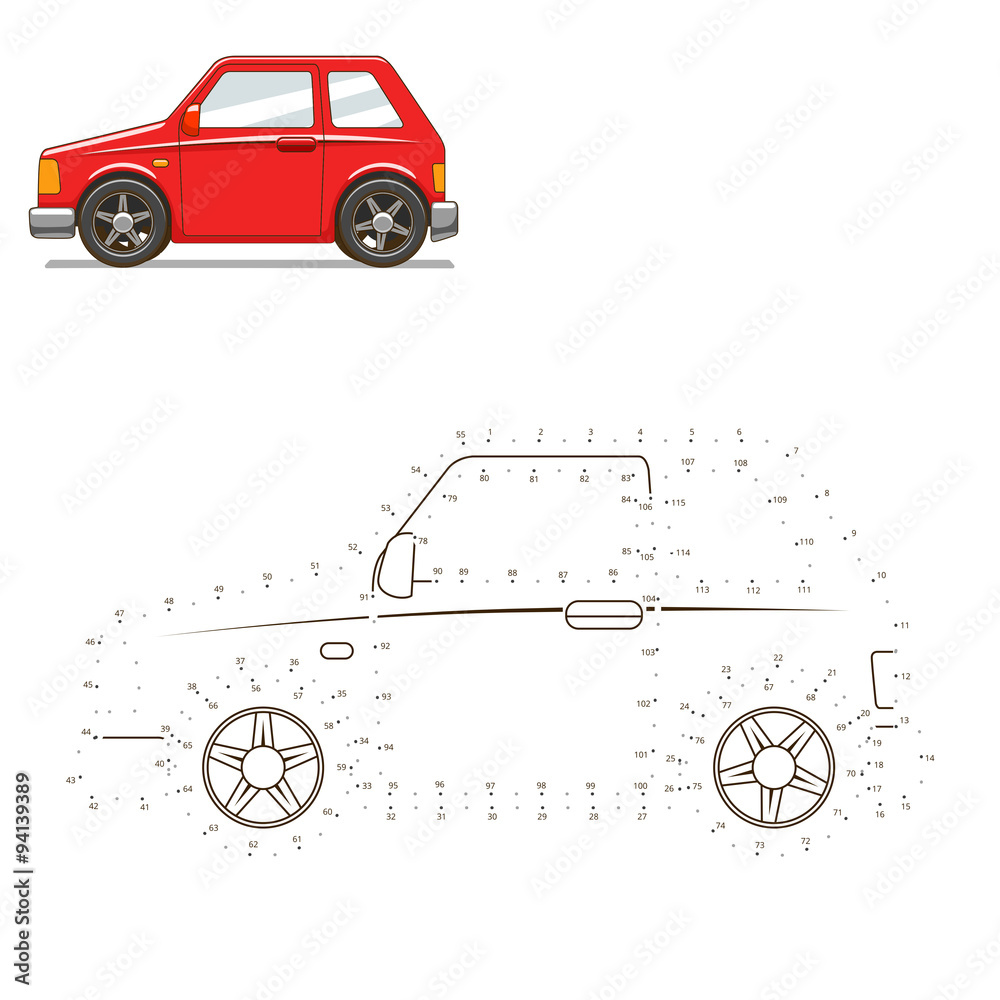 Draw car educational game vector illustration