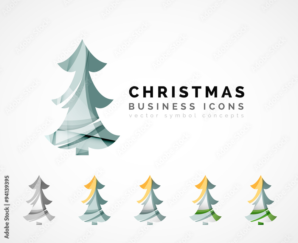 Set of abstract Christmas Tree Icons, business logo concepts Set of abstract Christmas Tree Icons, business logo concepts
