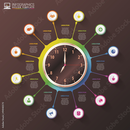 Modern work time management planning infographics. luxury design template. Vector illustration