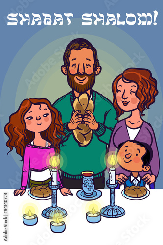 Happy shabat greeting card. Vector illustration