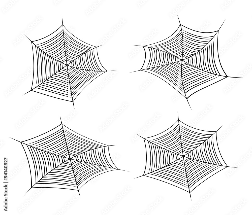 Fototapeta premium Halloween spider web, cobweb symbol, icon set. vector illustration isolated on white background.