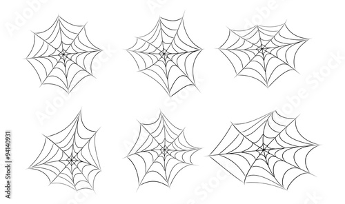 Halloween spider web, cobweb symbol, icon set. vector illustration isolated on white background.
