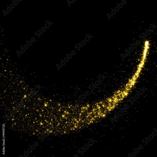 Gold glittering stars dust tail