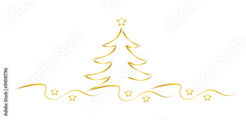 Goldener Weihnachtsbaum mit Sternen, Weihnachtszeit, Weihnachten, xmas, x mas, Weihnachten feiern, Motiv für Grusskarte, Banner, Deko für Karten und Einladungen