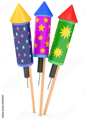 Canvas Print 3d Silvester Raketen