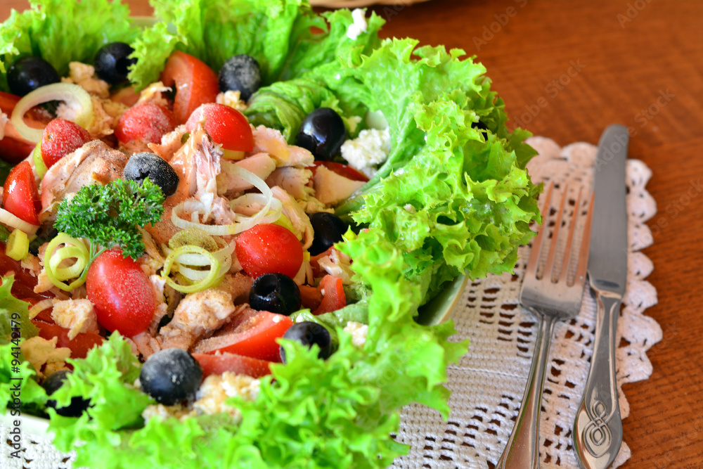 Fresh Mixed Vegetable Salad With Chicken Meat Fresh Mixed Vegetable Salad With Chicken Meat