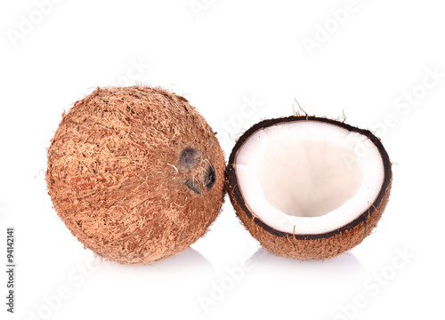 Coconut shell on white background