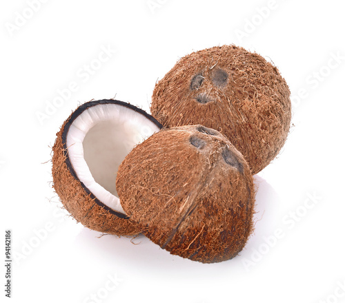 Coconut shell on white background