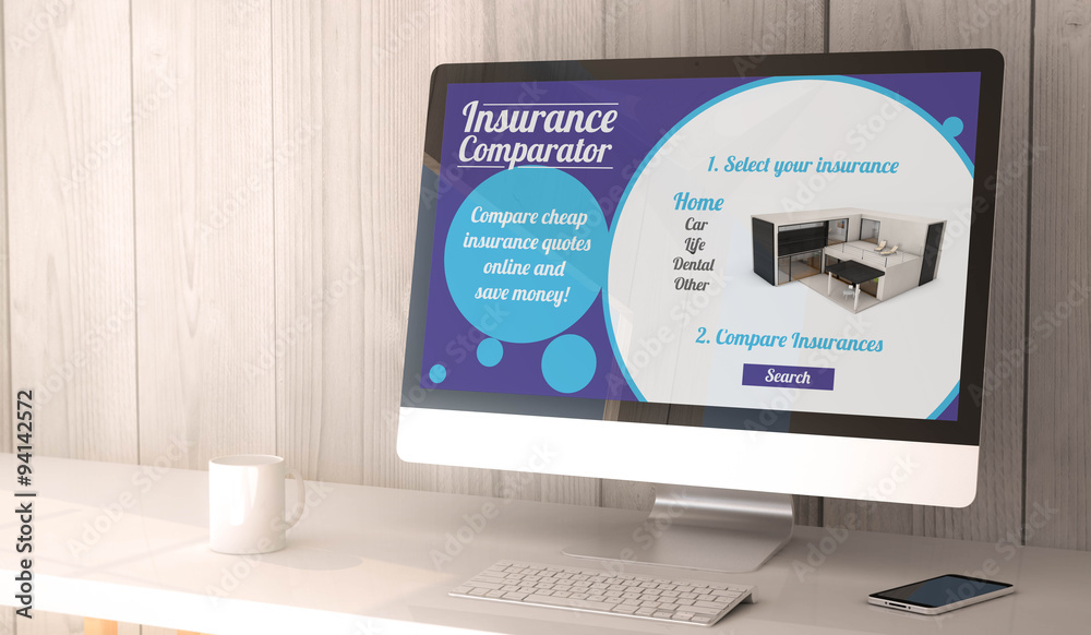 Fototapeta premium desktop computer insurance comparator