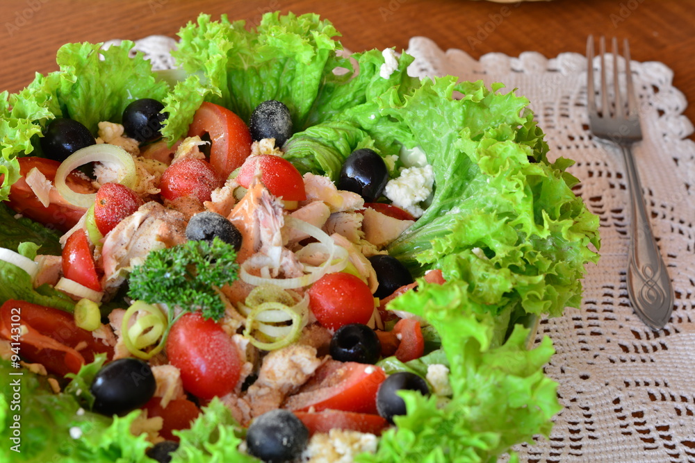 Fresh Mixed Vegetable Salad With Chicken Meat Fresh Mixed Vegetable Salad With Chicken Meat