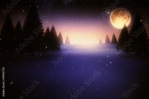 Full moon over snowy landscape © vectorfusionart