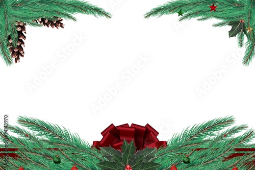 Schilderij op canvas Fir branch frame with decorations