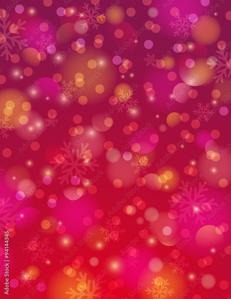 Red background with snowflake and bokeh, vector Red background with snowflake and bokeh, vector