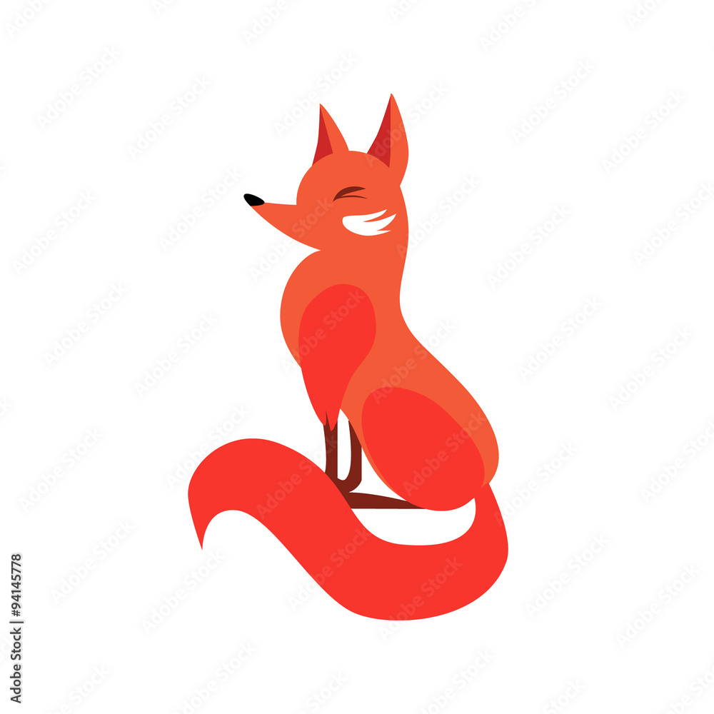 Obraz Sitting Fox In Flat Style. Vector Illustration