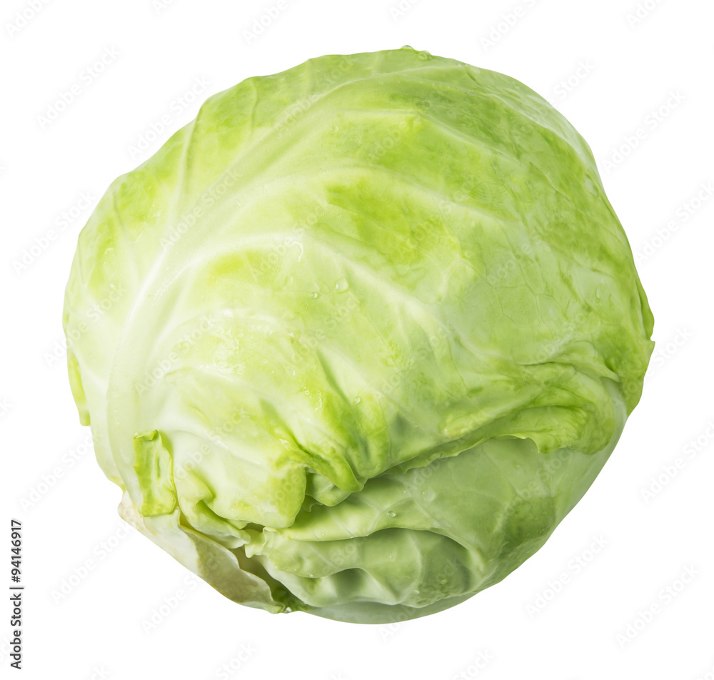 Fresh green cabbage on white background with clipping path Fresh green cabbage on white background with clipping path